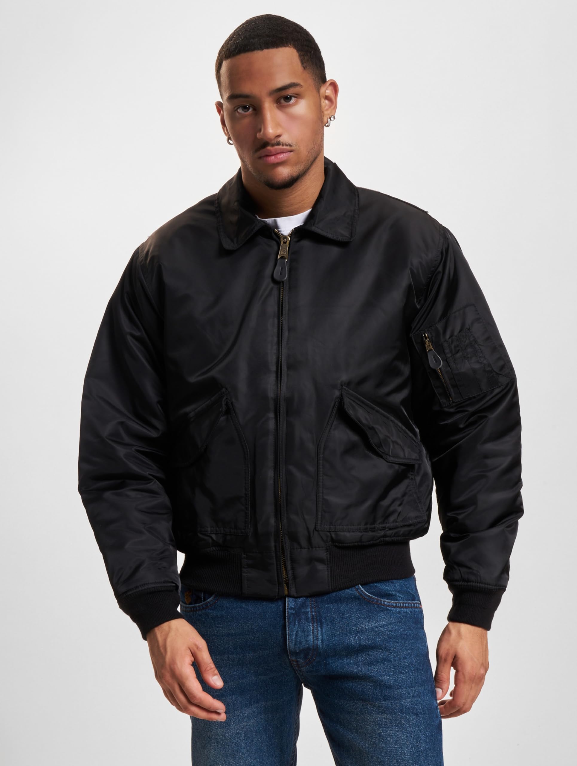 Brandit Men’s CWU Bomber Jacket Black – Classic Aviator Flight Jacket 6XL