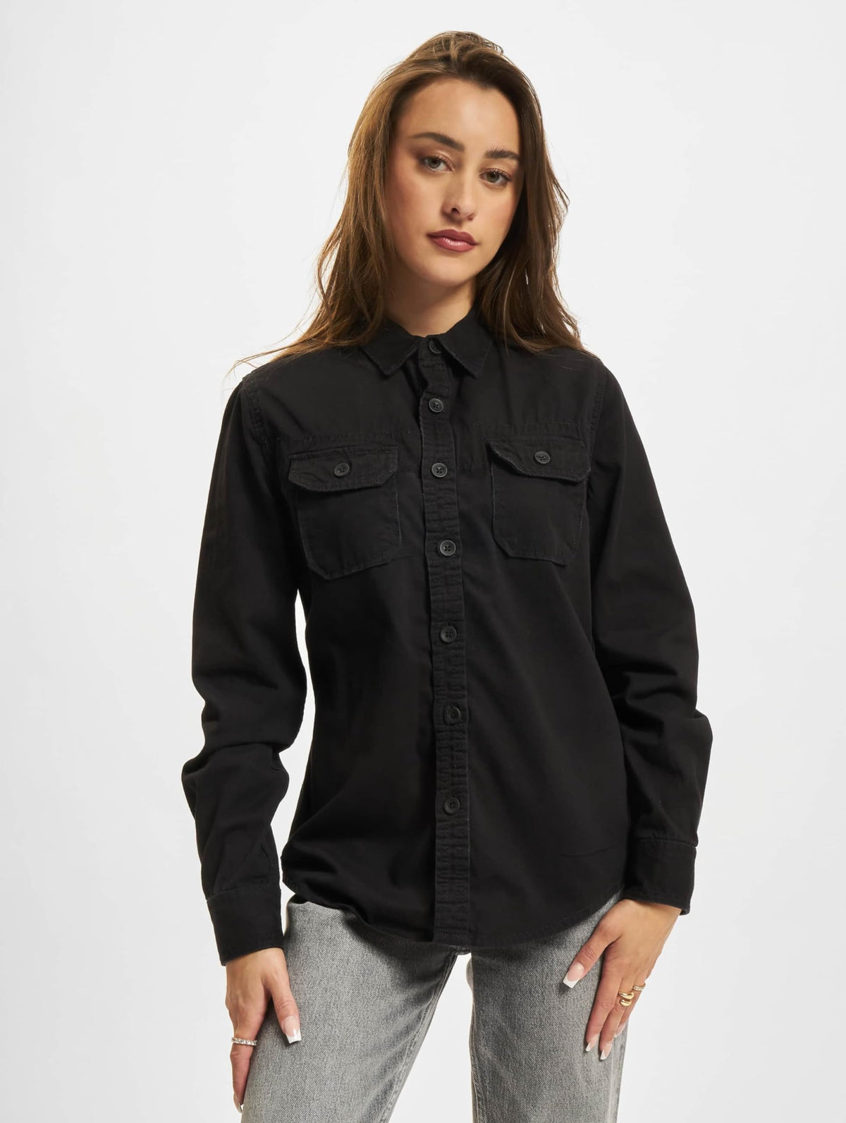Brandit Women Vintage Shirt Long Sleeve Black