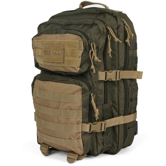 Mil-Tec Ranger Assault Pack Green/Coyote 36L – Tactical MOLLE Outdoor Backpack