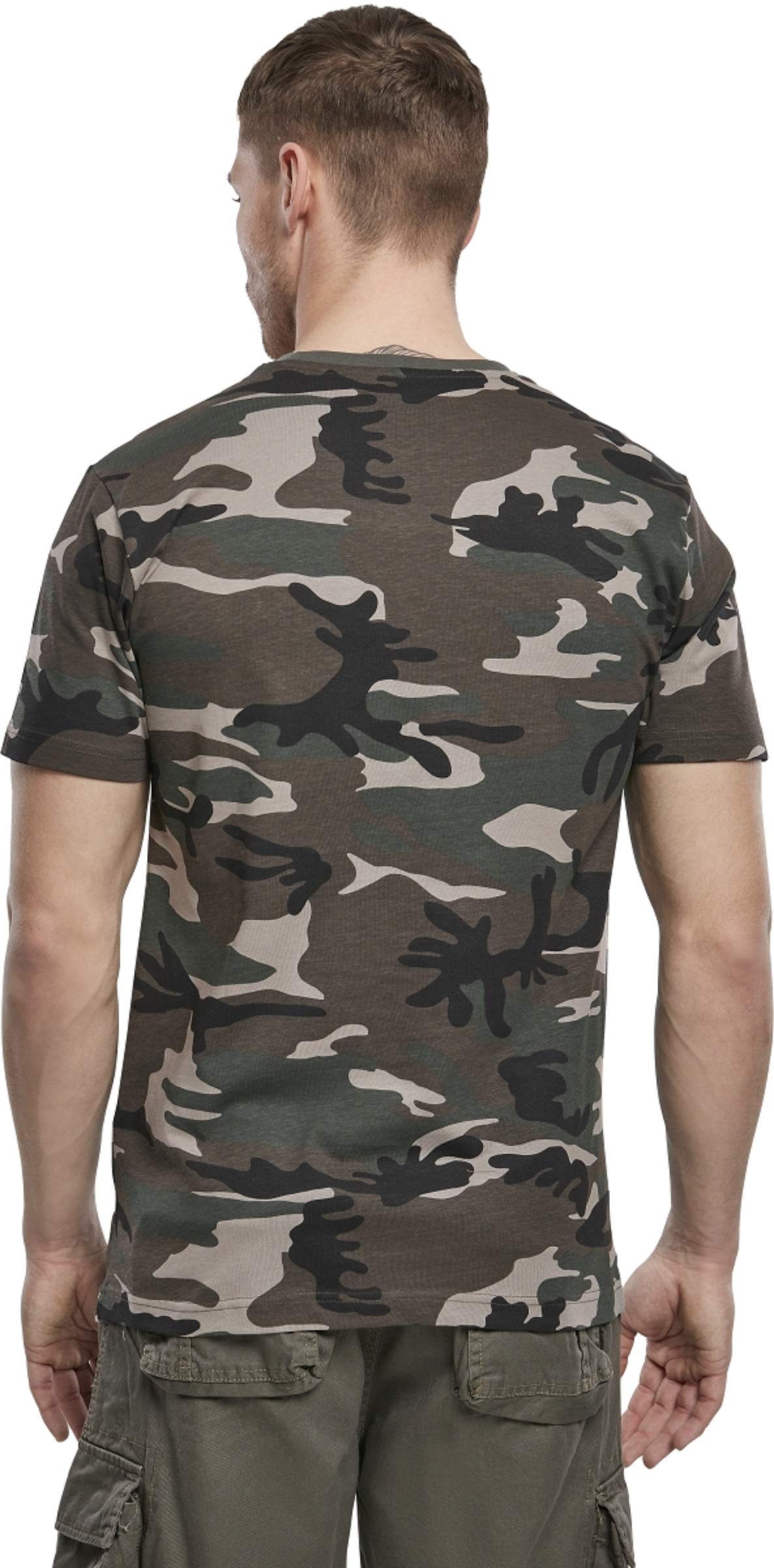 Brandit Men’s T-Shirt – Woodland Camo Cotton Crew Neck Casual Outdoor Top, XL