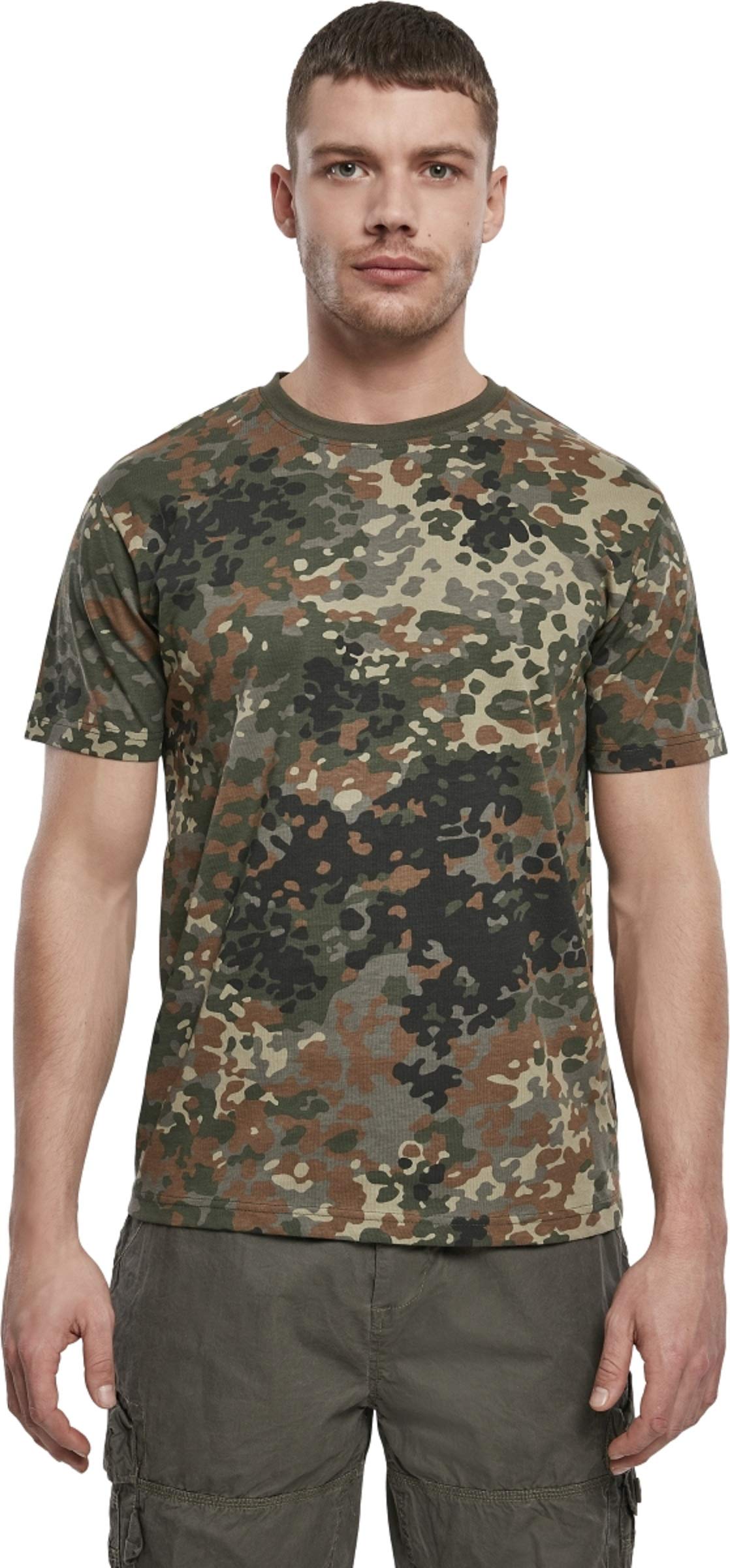 Brandit Men’s T-Shirt – Flecktarn Camo Cotton Crew Neck Casual Outdoor Top, M