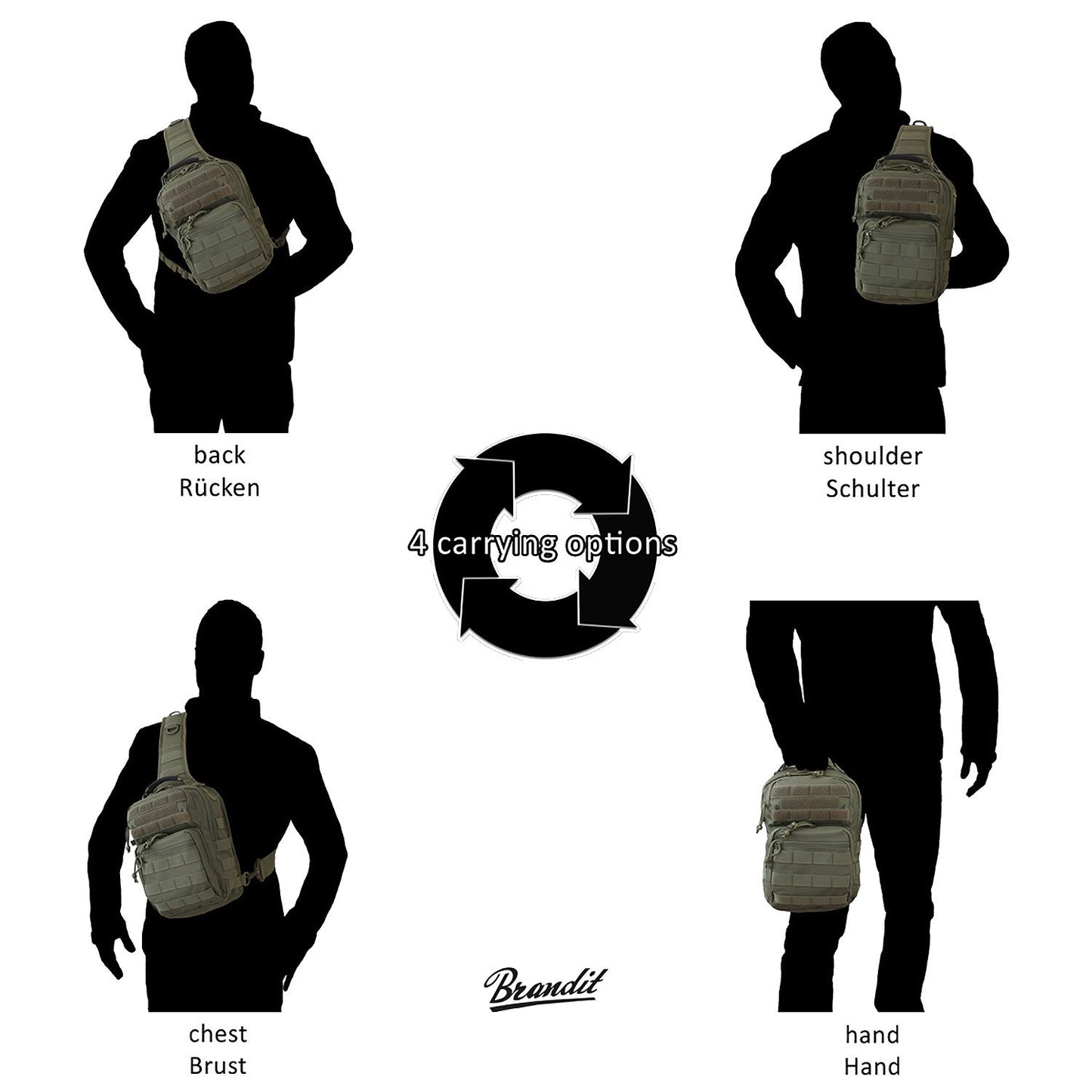Brandit Utility Bag – Multicoloured, Size M, Durable Everyday Shoulder Pack