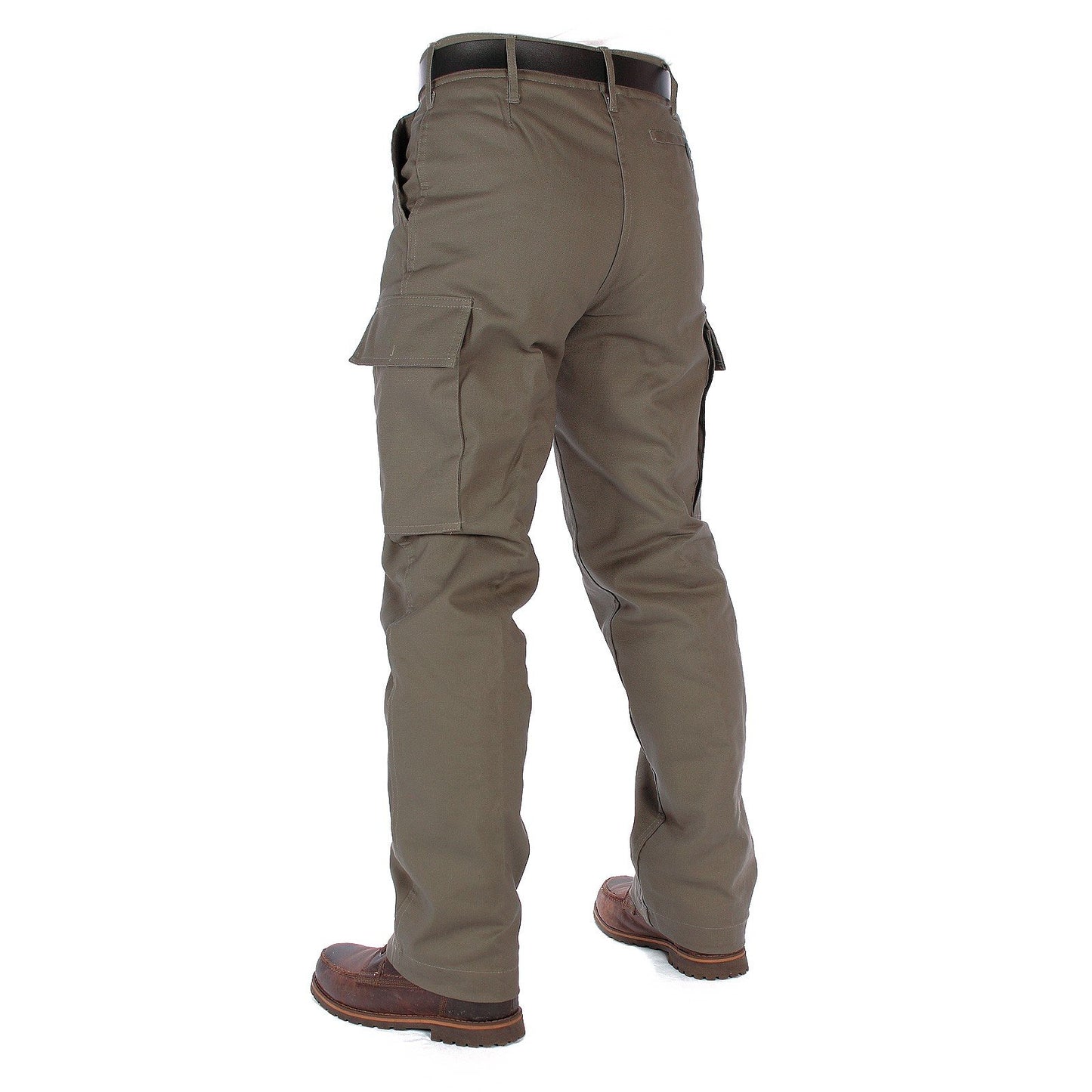 Olive Green Moleskin Thermal Trousers Winter Warm Padded Pants