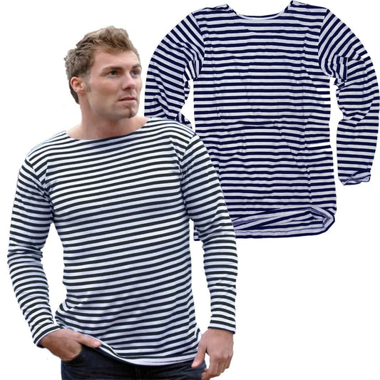 Mil-Tec Striped Summer Sweater Blue White Cotton Nautical Pullover L
