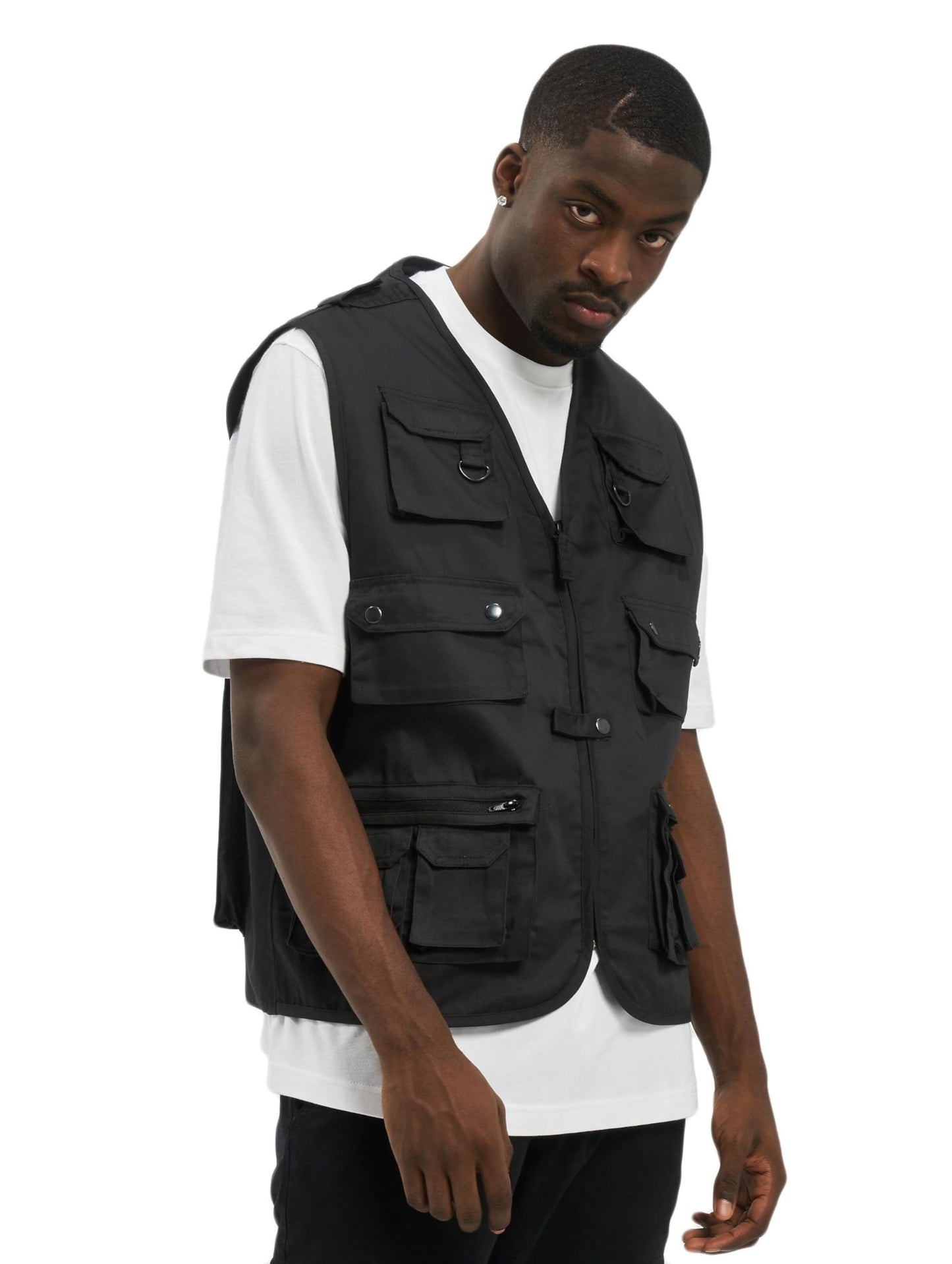 Brandit Men’s Hunting Vest – Black Outdoor Multi-Pocket Utility Vest, Size 7XL