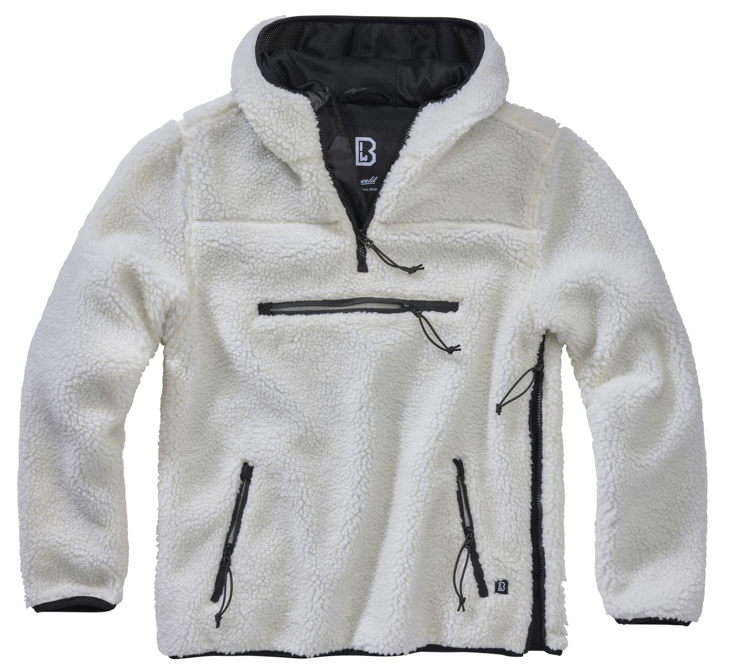 Brandit Men’s Hooded Fleece Quarter Zip Pullover | Warm Outdoor Hoodie