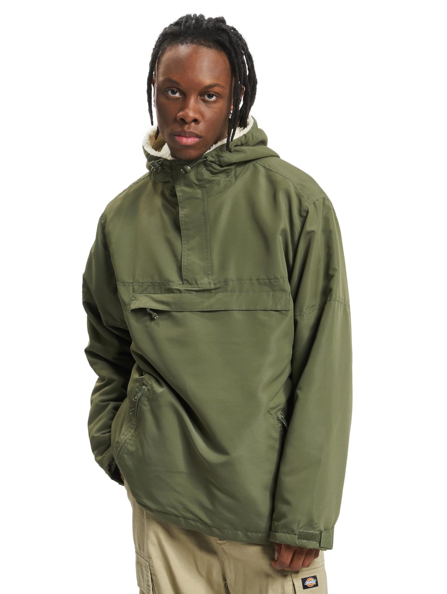 Brandit Men’s Windbreaker Sherpa Jacket Olive – Outdoor Winter Coat