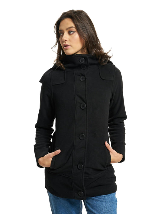 Brandit Women Winter Coat Square Fleece, Color:Black, Size:4XL