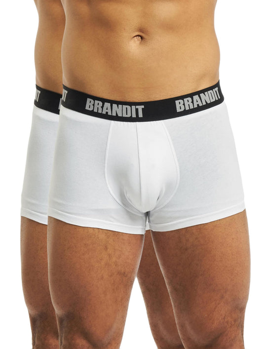 Brandit Men’s Boxer Shorts Logo 2-Pack White/White S – Cotton Underwear