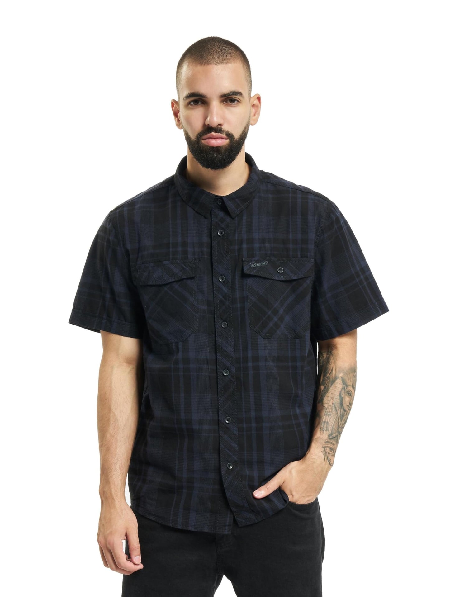 Brandit Men’s Roadstar Shirt – Black Casual Long Sleeve Military Style Shirt