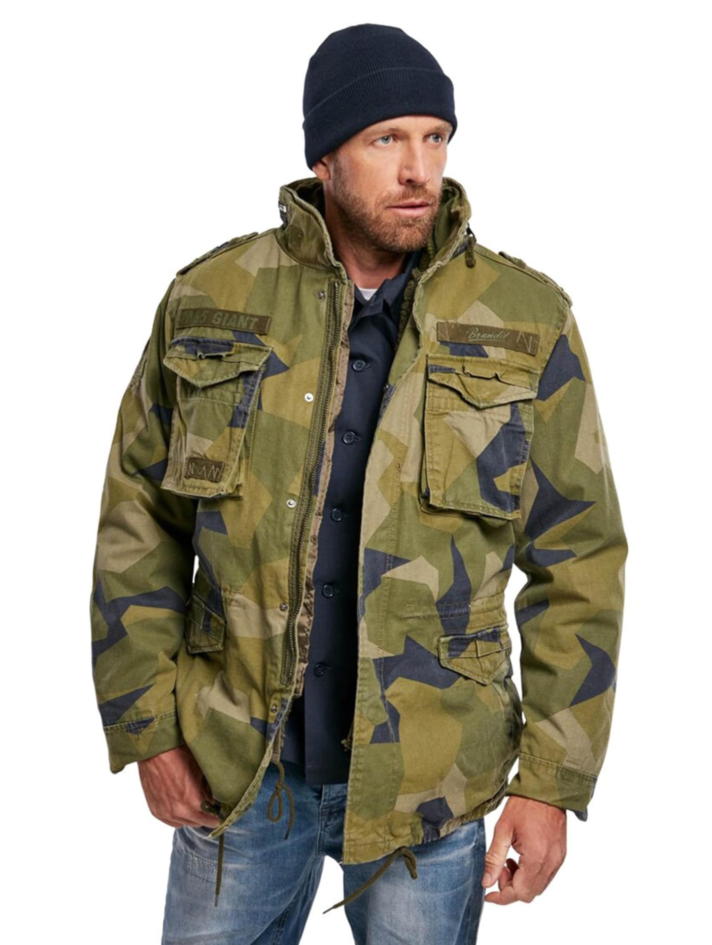 Brandit Men’s M-65 Giant Jacket Swedish Camo – Vintage Military Field Coat S