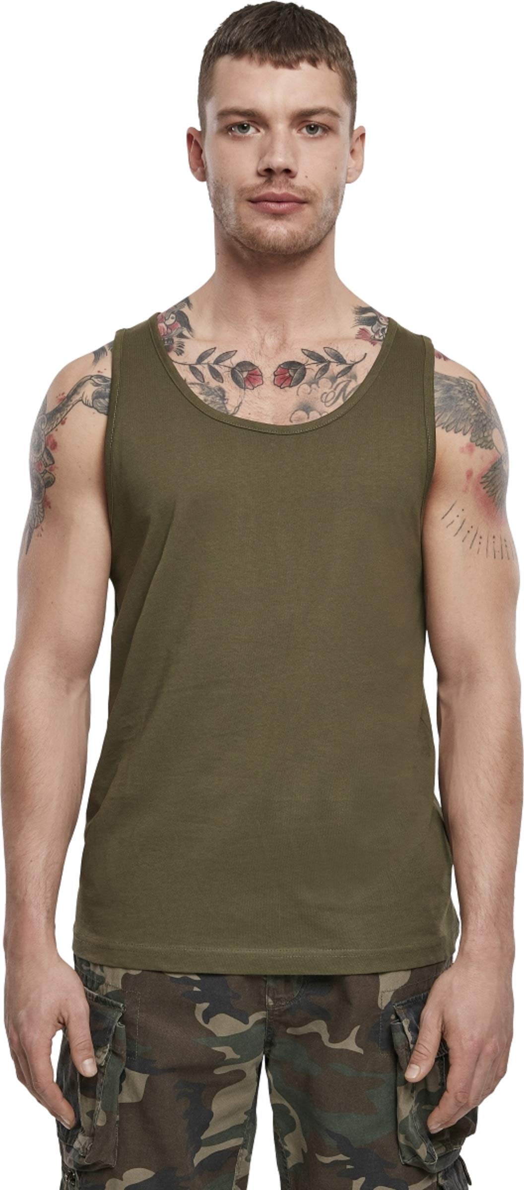 Brandit Men’s Olive Cotton Tank Top S | Casual, Training & Outdoor Wear