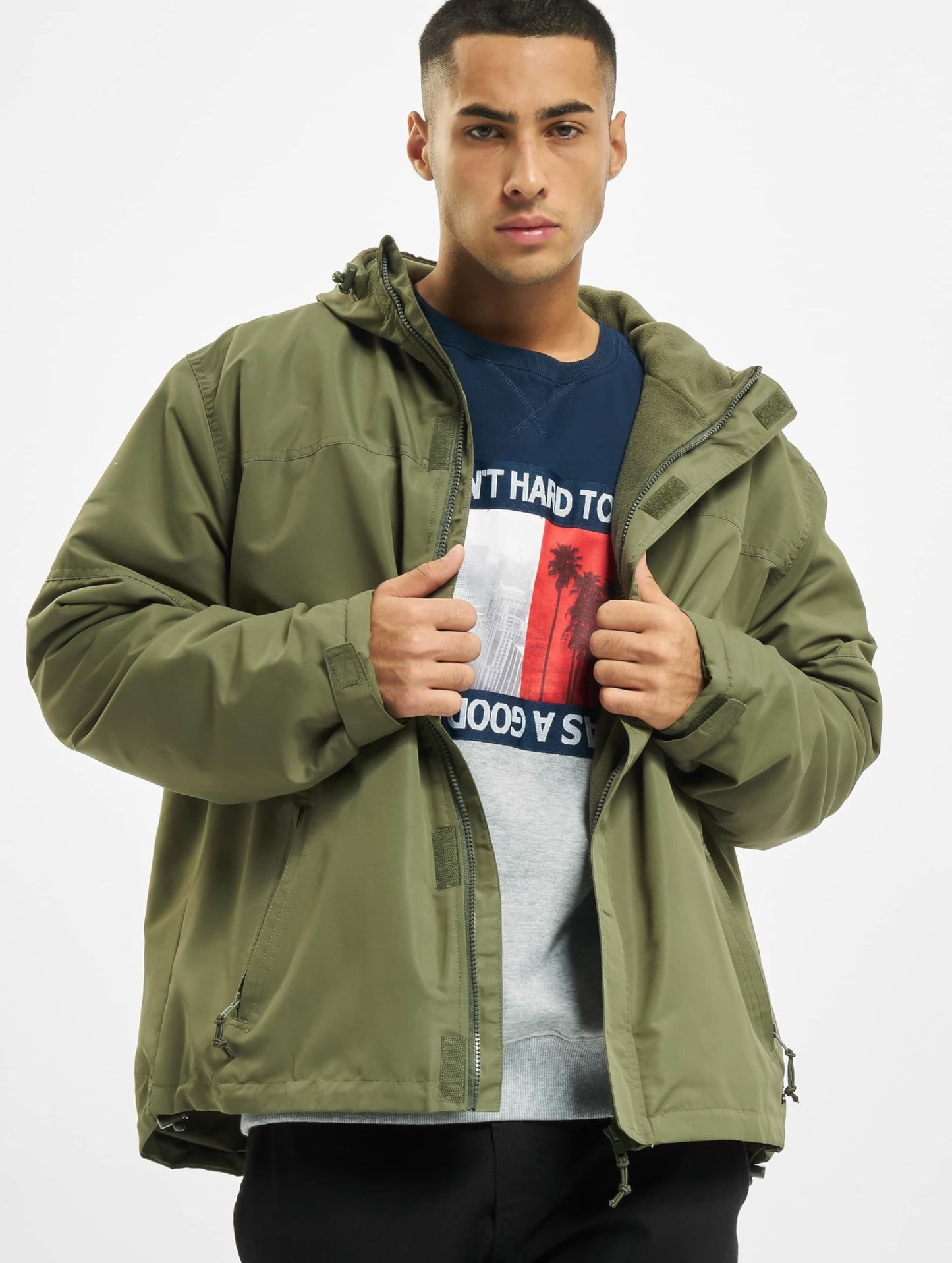 Brandit Men’s Windbreaker Front Zip – Waterproof Outdoor Jacket Olive size XXL