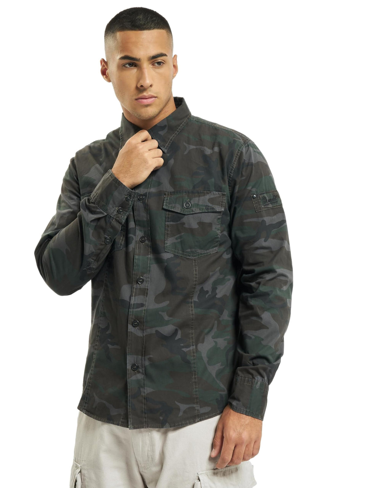 Brandit Slim Fit Shirt Long Sleeve Woodland