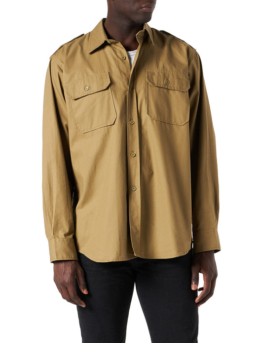 Mil-Tec Ripstop Field Shirt Coyote 100% Cotton Long Sleeve Tactical Top