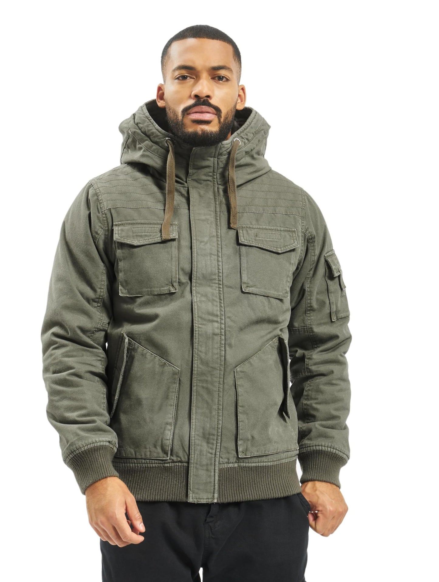 Brandit Men’s Bronx Jacket Olive – Casual Military Style Cotton Coat