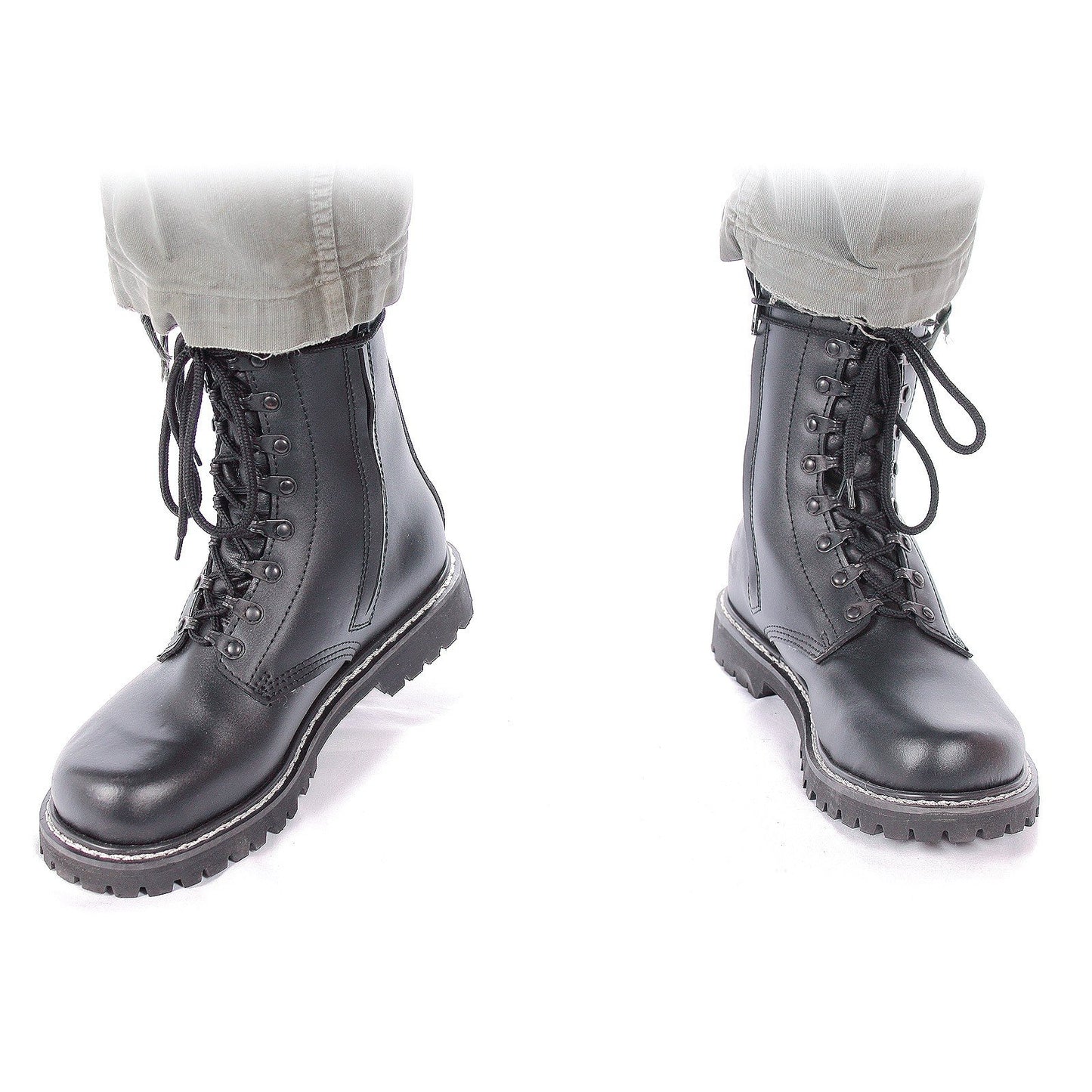 Mil-Tec Men’s Rain Equestrian Boots Black Leather Fur Lined Waterproof