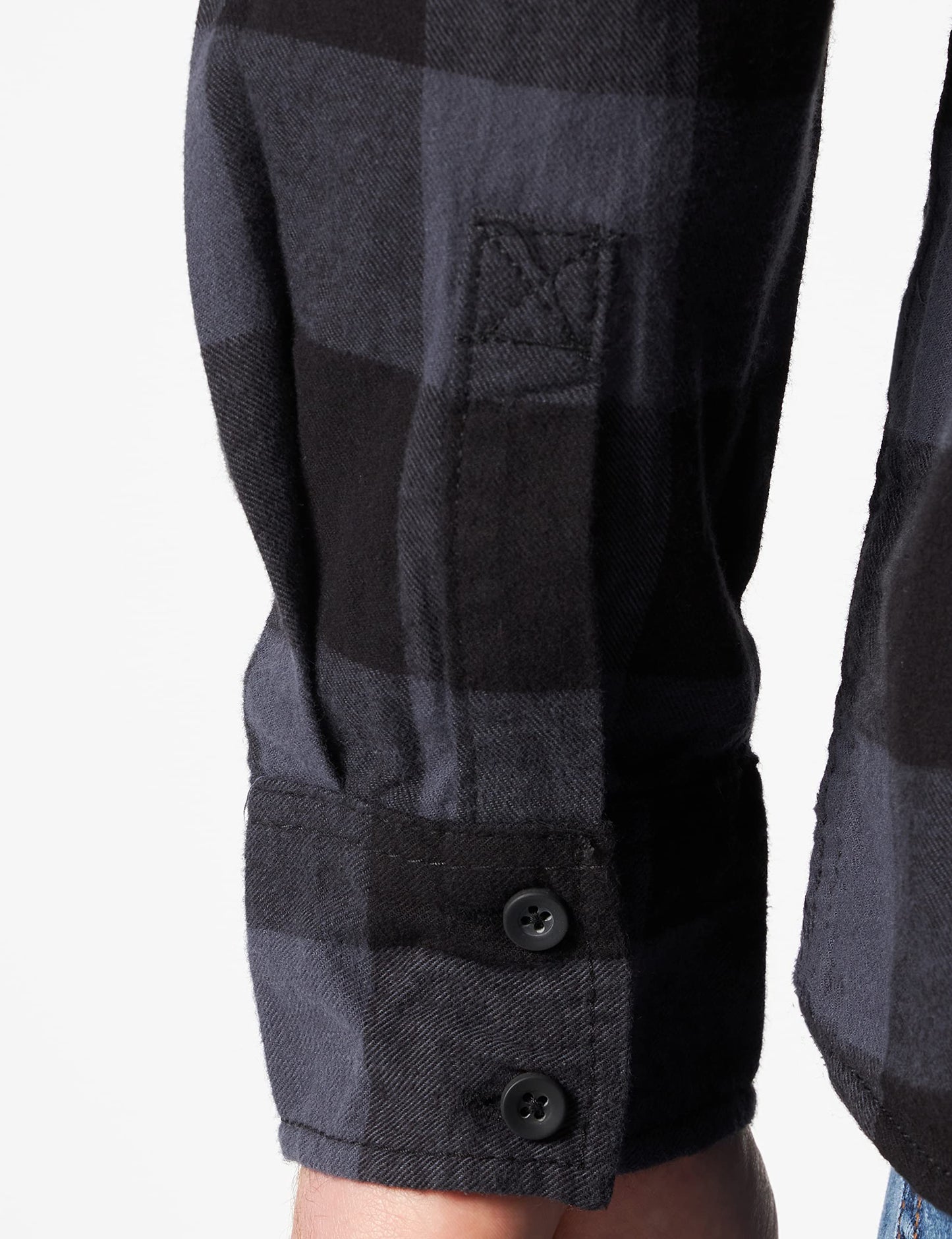 Brandit Men’s Check Shirt – Black/Grey Flannel Style Casual Button-Up, Size 7XL