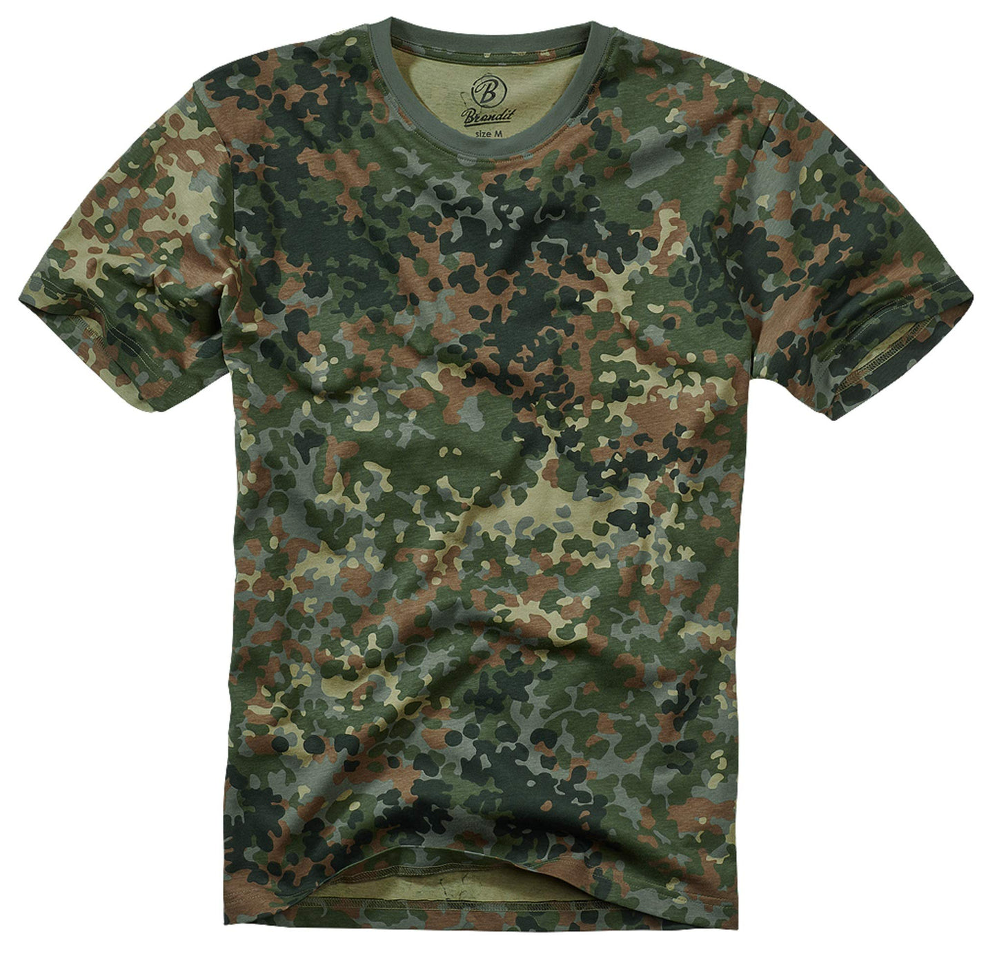 Brandit Men’s T-Shirt – Flecktarn Camo Cotton Crew Neck Casual Outdoor Top, 5XL