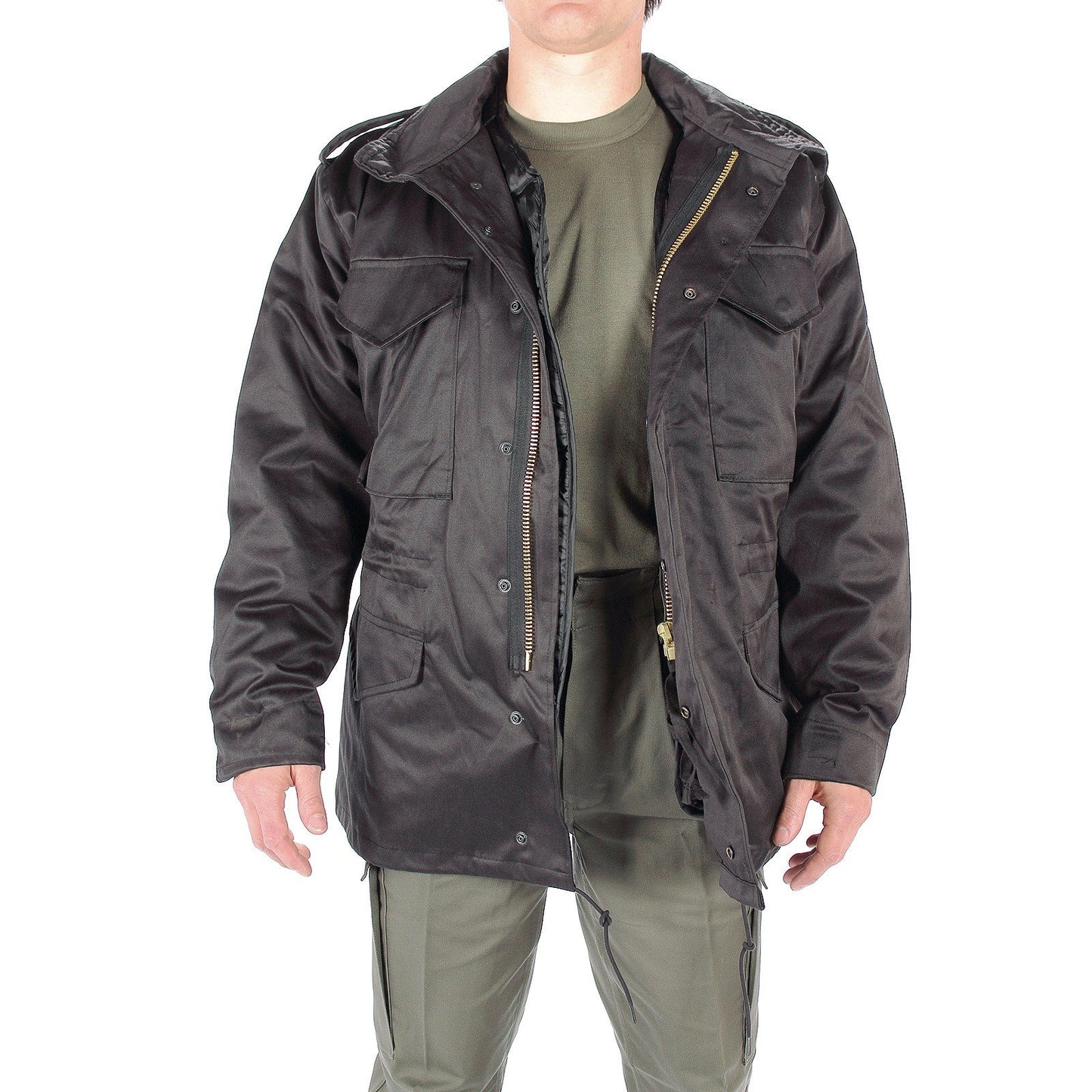 Mil-Tec Men’s M65 Field Jacket – Black Army Parka with Liner