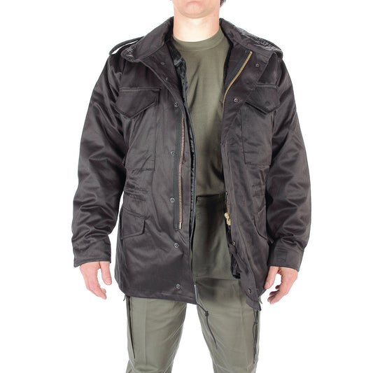 Mil-Tec Men’s M65 Field Jacket – Black Army Parka with Liner