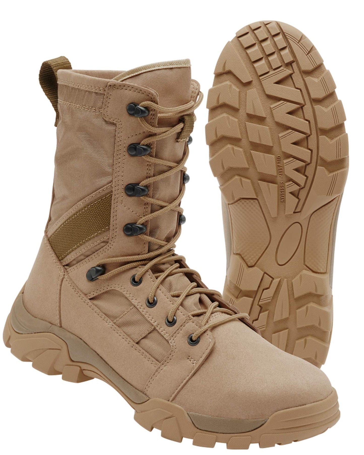 Brandit Defense Combat Boots – Camel, Size 9, Military Tactical Footwear
