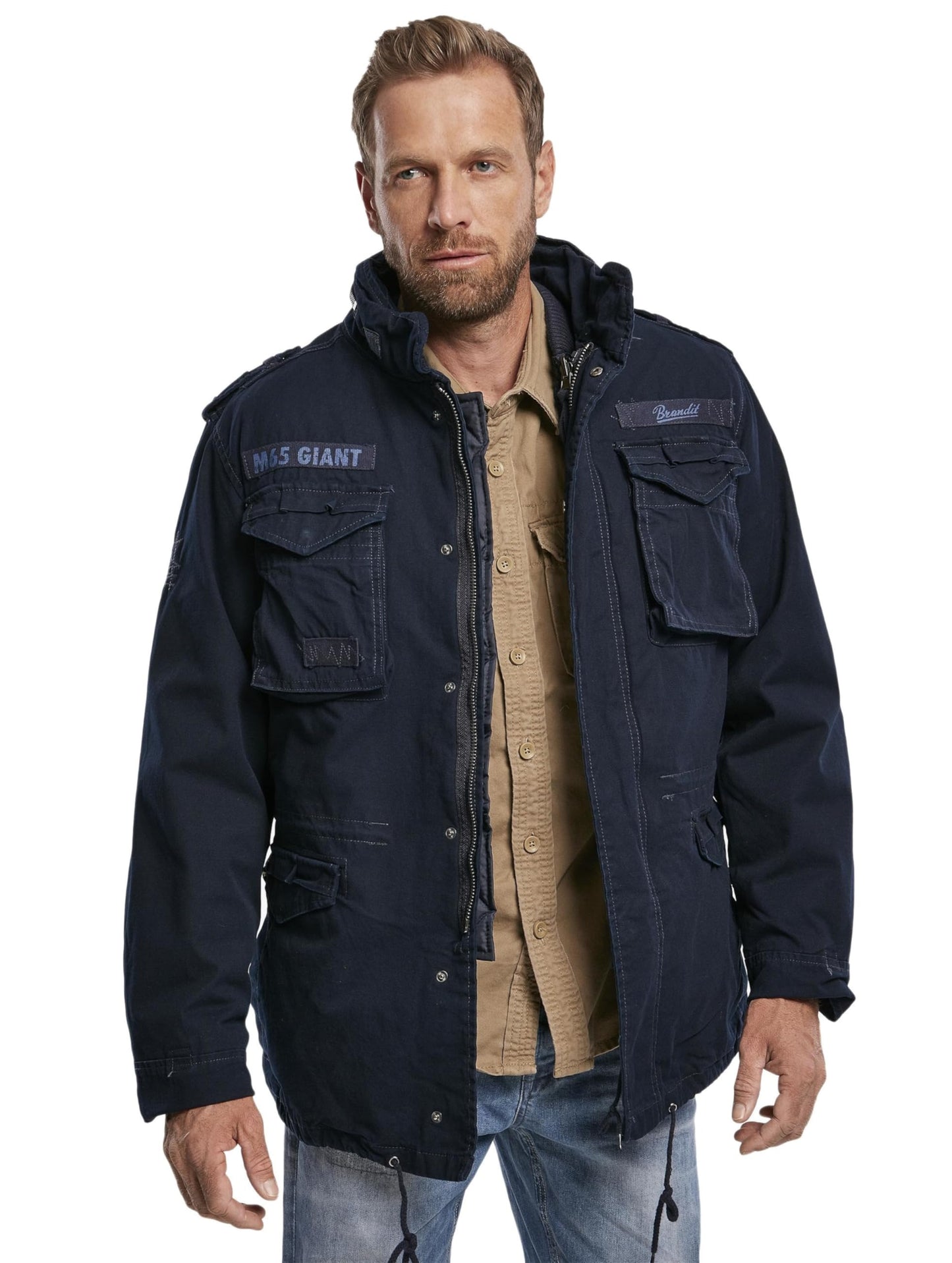 Brandit Men’s M-65 Giant Jacket Navy – Vintage Military Field Coat 7XL