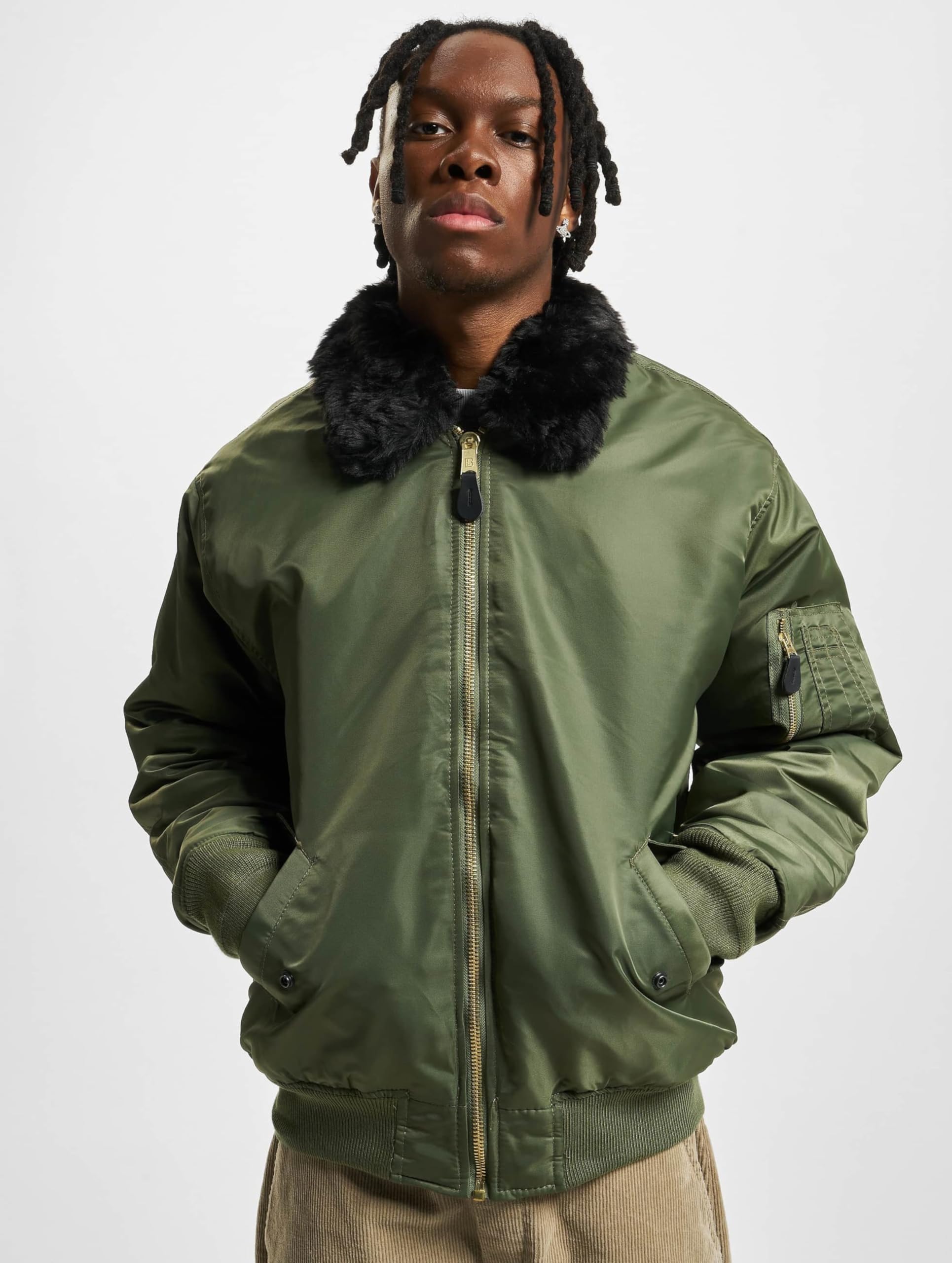 Brandit Men’s MA2 Winter Jacket Olive L – Fur Collar Military Jacket