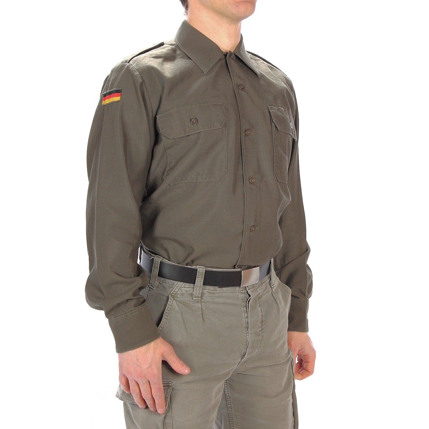 Mil-Tec BW Shirt Olive Green Cotton Long Sleeve German Army Style Top