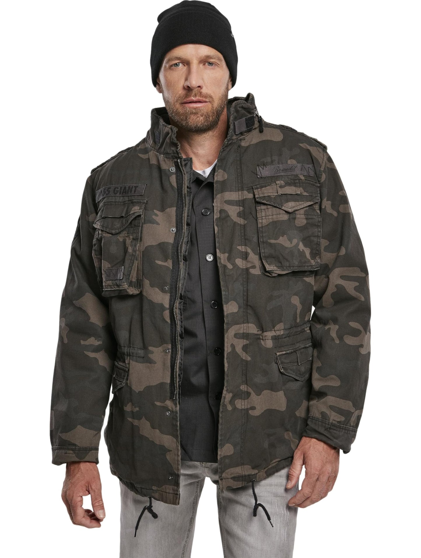 Brandit Men’s M-65 Giant Jacket Dark Camo – Vintage Military Field Coat M