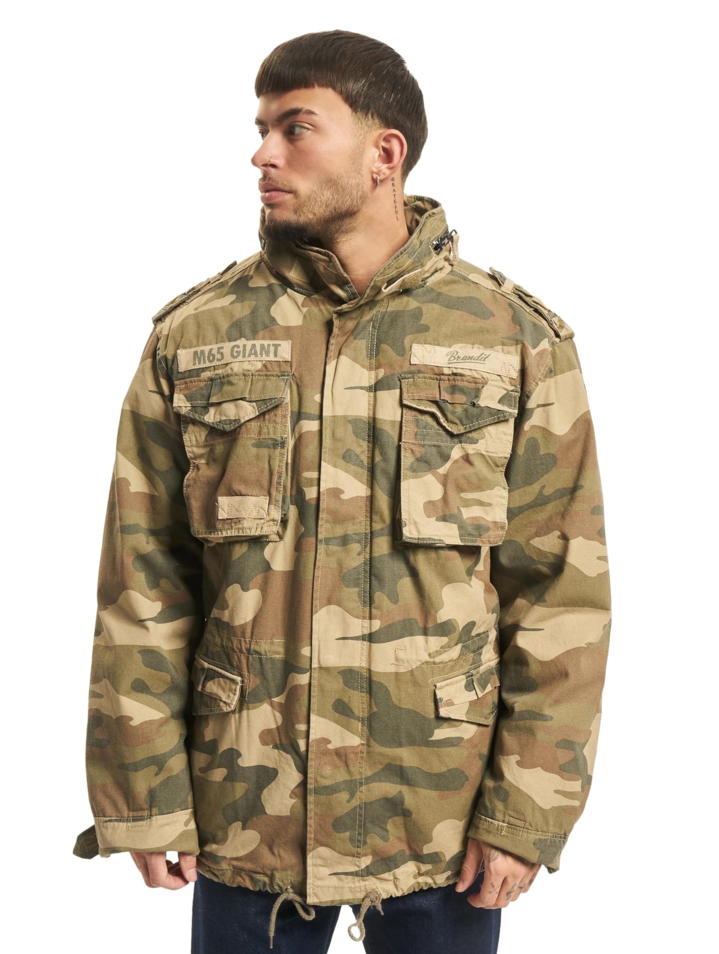 Brandit Men’s M-65 Giant Jacket Light Woodland – Vintage Military Field Coat 4XL