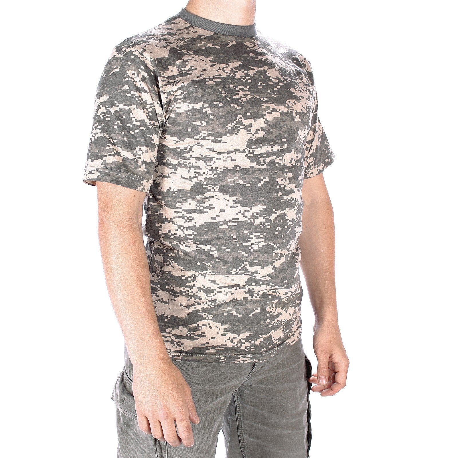 Mil-Tec T-Shirt AT-Digital Camo Cotton Crew Neck Military Style M