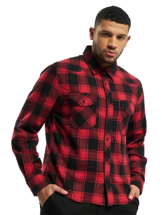 Brandit Men’s Check Shirt – Red/Black Flannel Style Casual Button-Up, Size 7XL