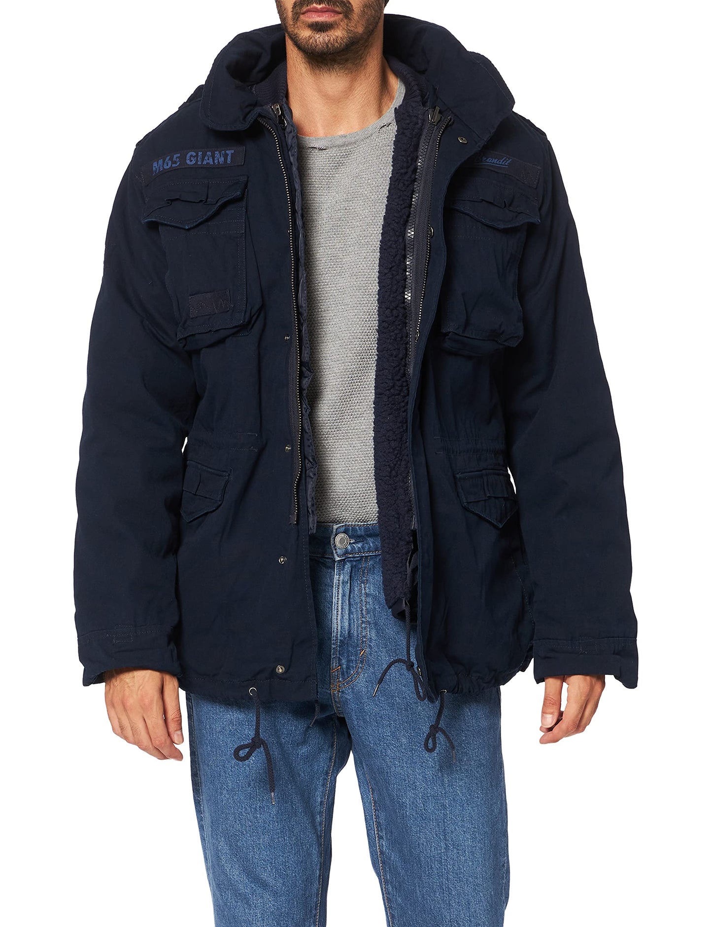 Brandit Men’s M-65 Giant Jacket Navy – Vintage Military Field Coat XL