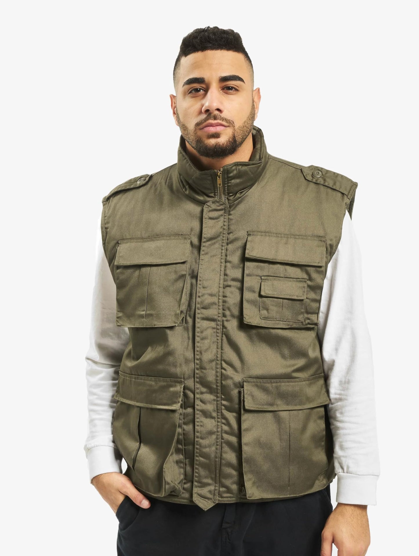 Brandit Ranger Vest – Olive Green Outdoor Multi-Pocket Utility Vest, Size 5XL