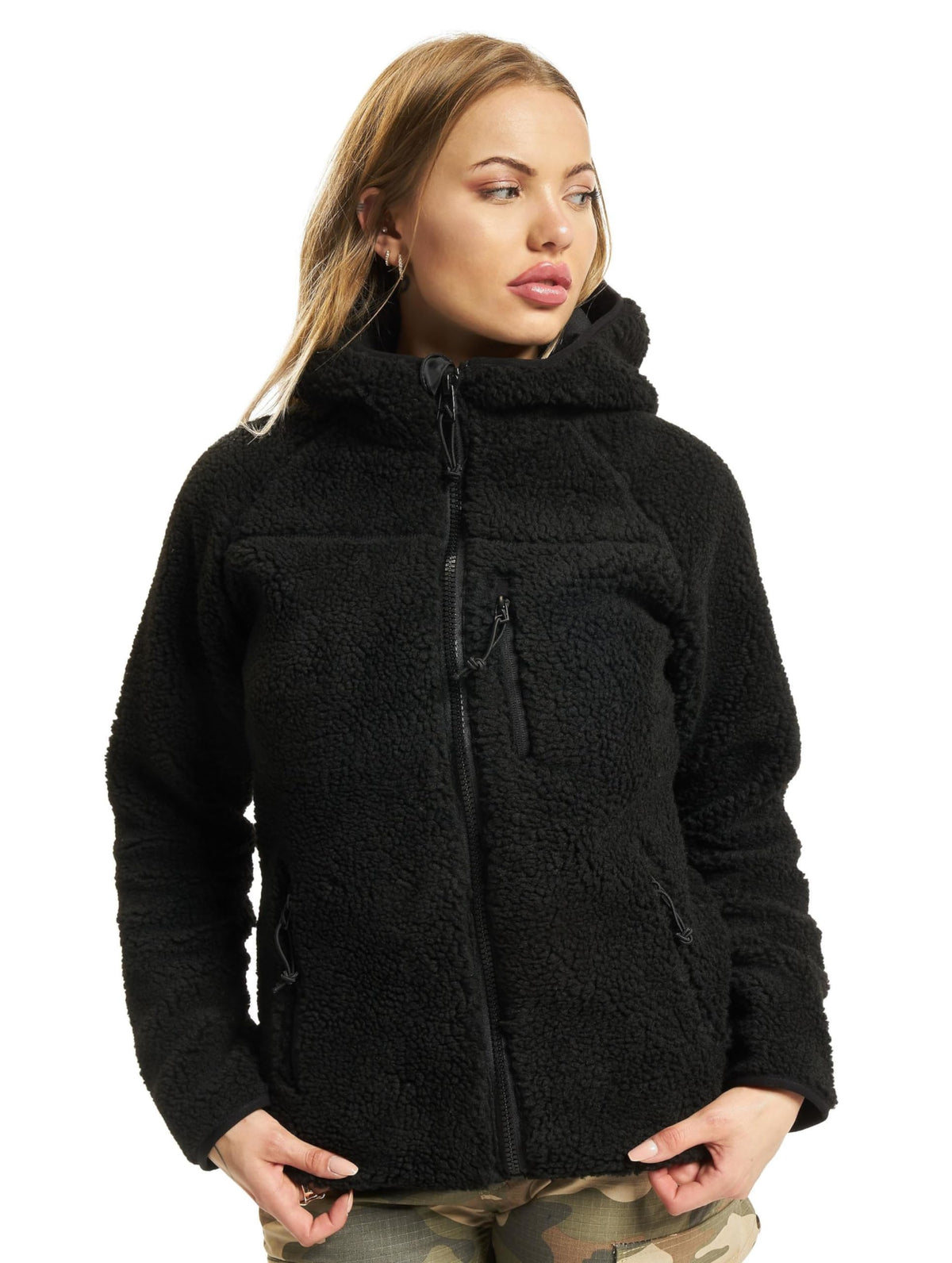 Brandit Women Teddyfleece Jacket Hooded Woodland