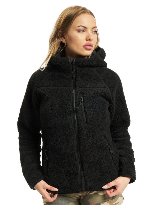 Brandit Women’s Winter Teddyfleece Jacket Black 5XL – Warm Hooded Coat