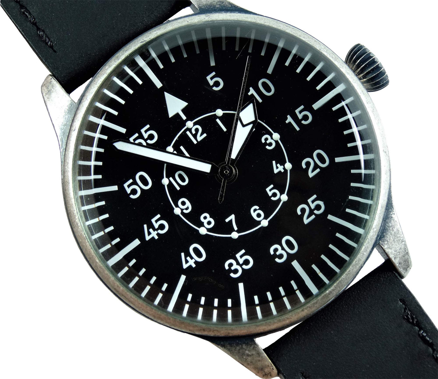Mil-Tec Vintage Aviator Watch – Black Dial Quartz WWII Pilot Wristwatch