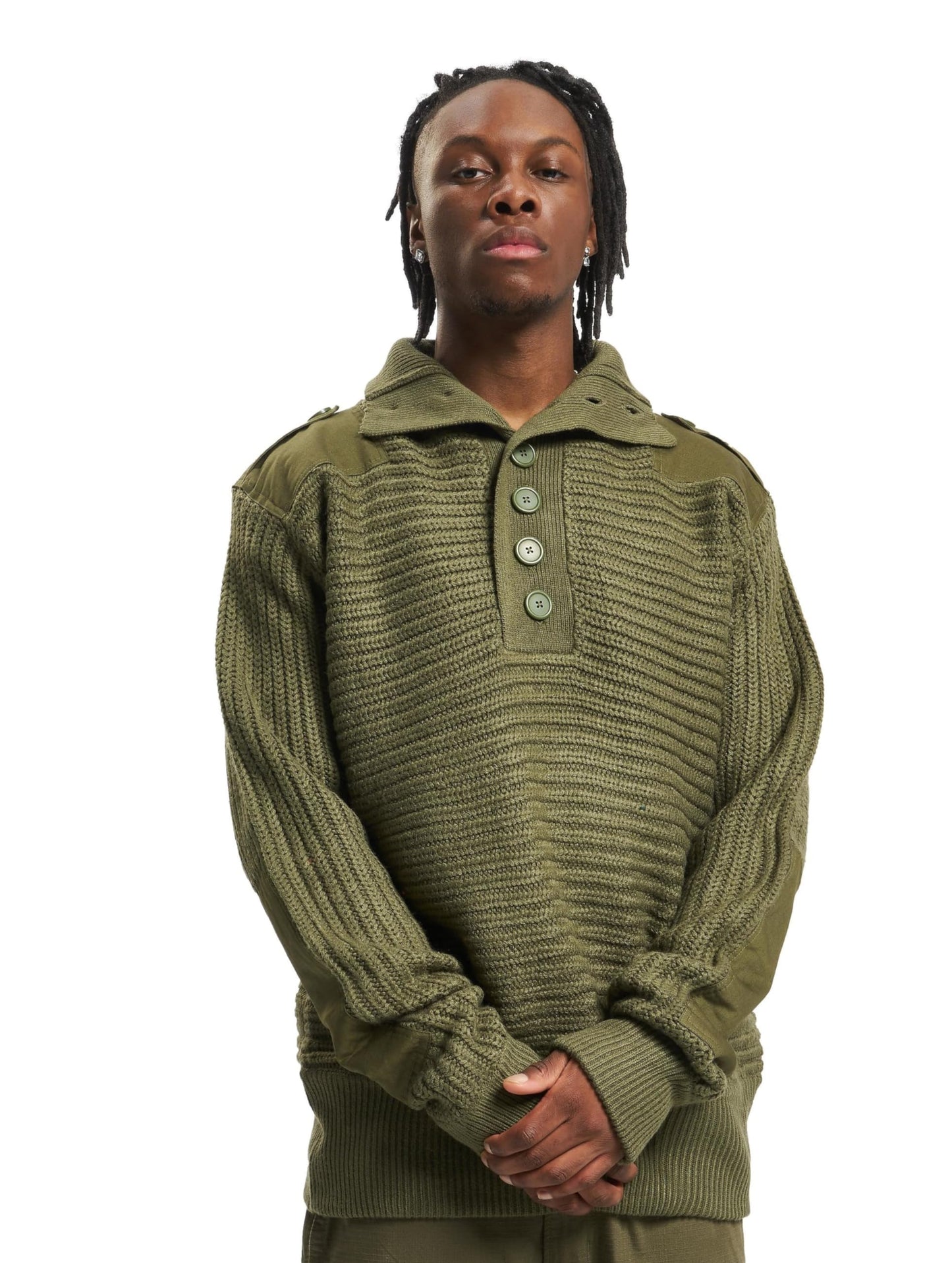 Brandit Men’s Alpin Pullover Troyer Olive | Warm Knit Outdoor Sweater