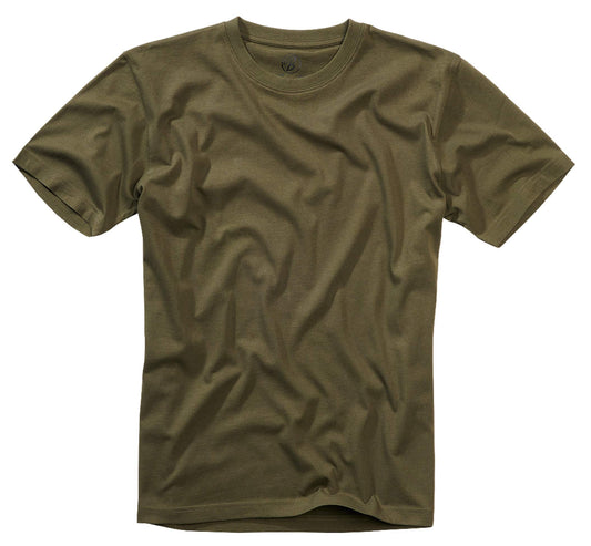 Brandit Men’s T-Shirt – Olive Cotton Crew Neck Casual Short Sleeve Top, Size S