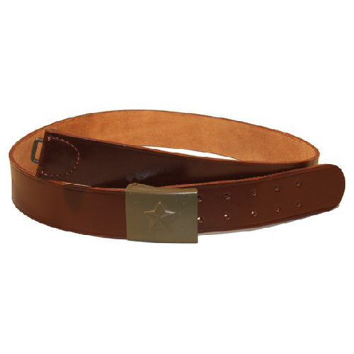 Original Czech Army Leather Belt Metal Buckle 4 5 Cm Brown – Used