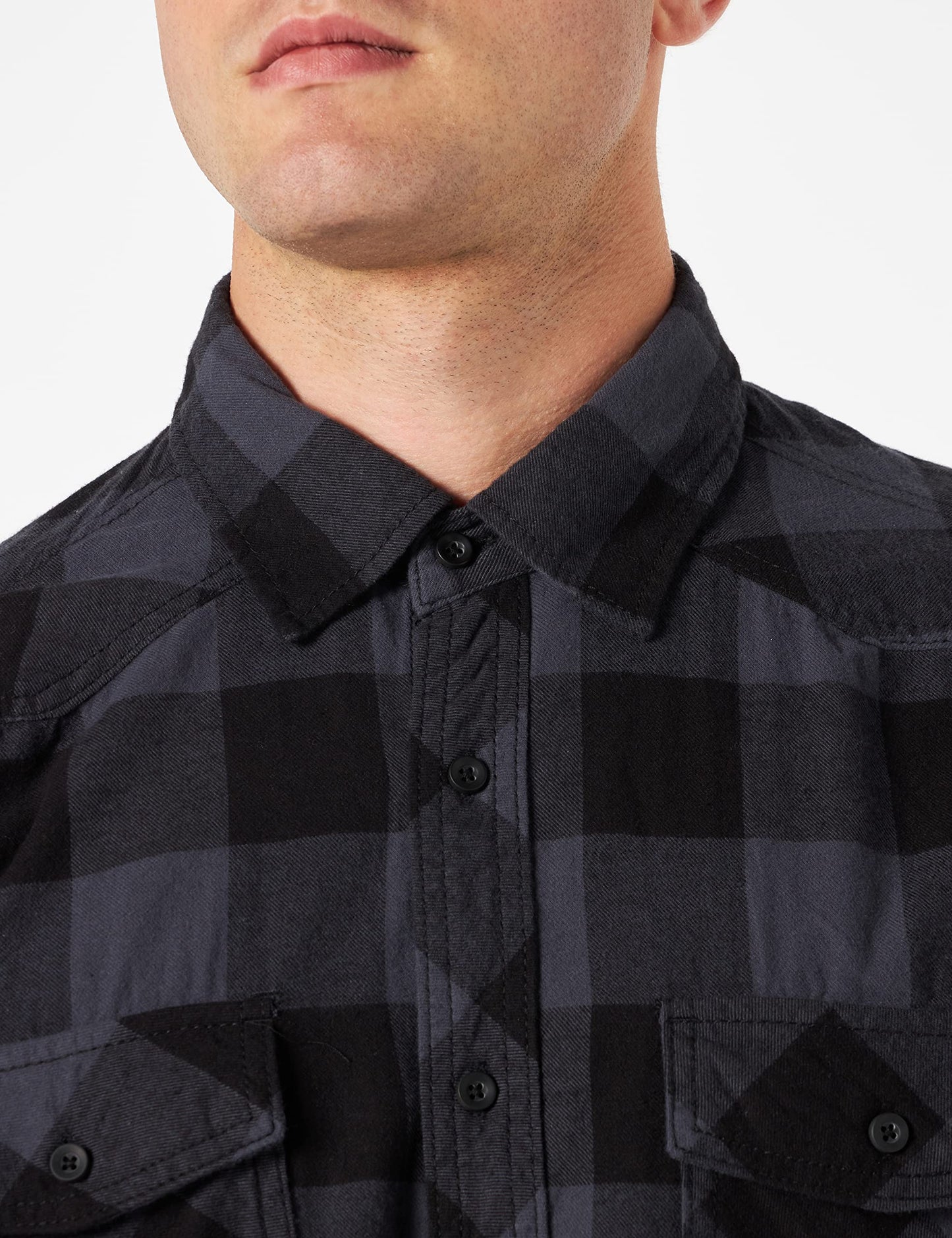 Brandit Men’s Check Shirt – Black/Grey Flannel Style Casual Button-Up, Size 7XL