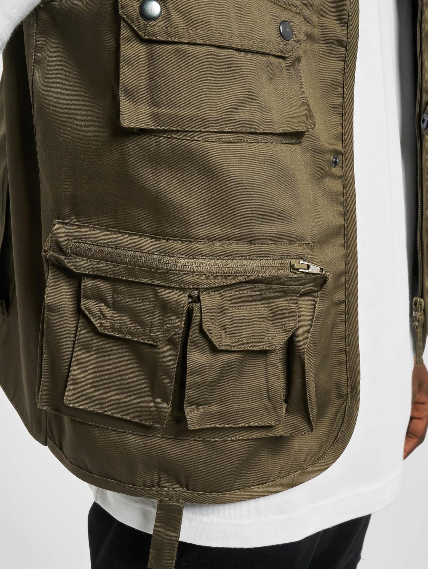 Brandit Men’s Hunting Vest – Olive Outdoor Multi-Pocket Utility Vest, Size XL