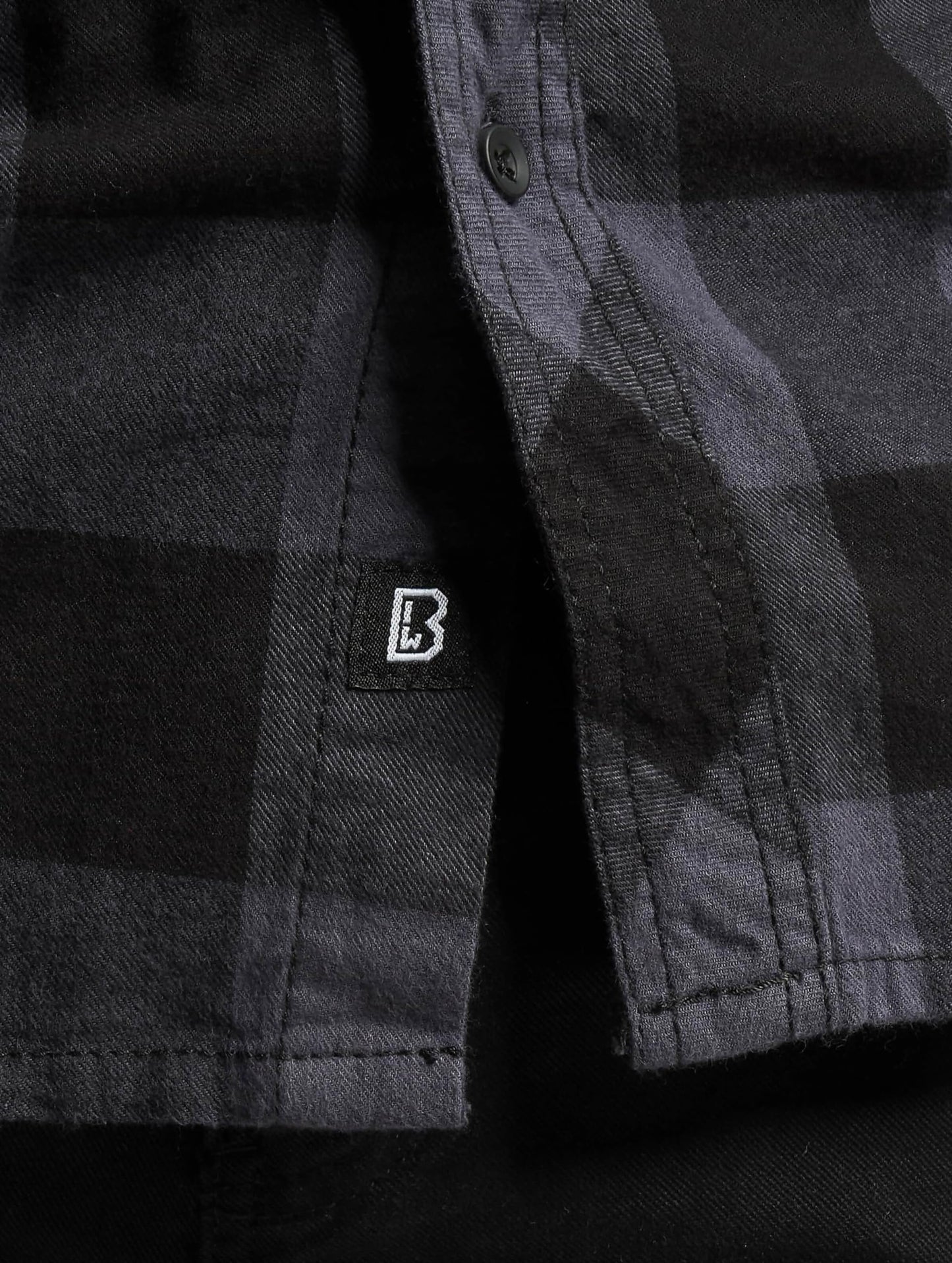 Brandit Men’s Checked Flannel Shirt – Black/Grey Half-Sleeve Lumberjack, XL