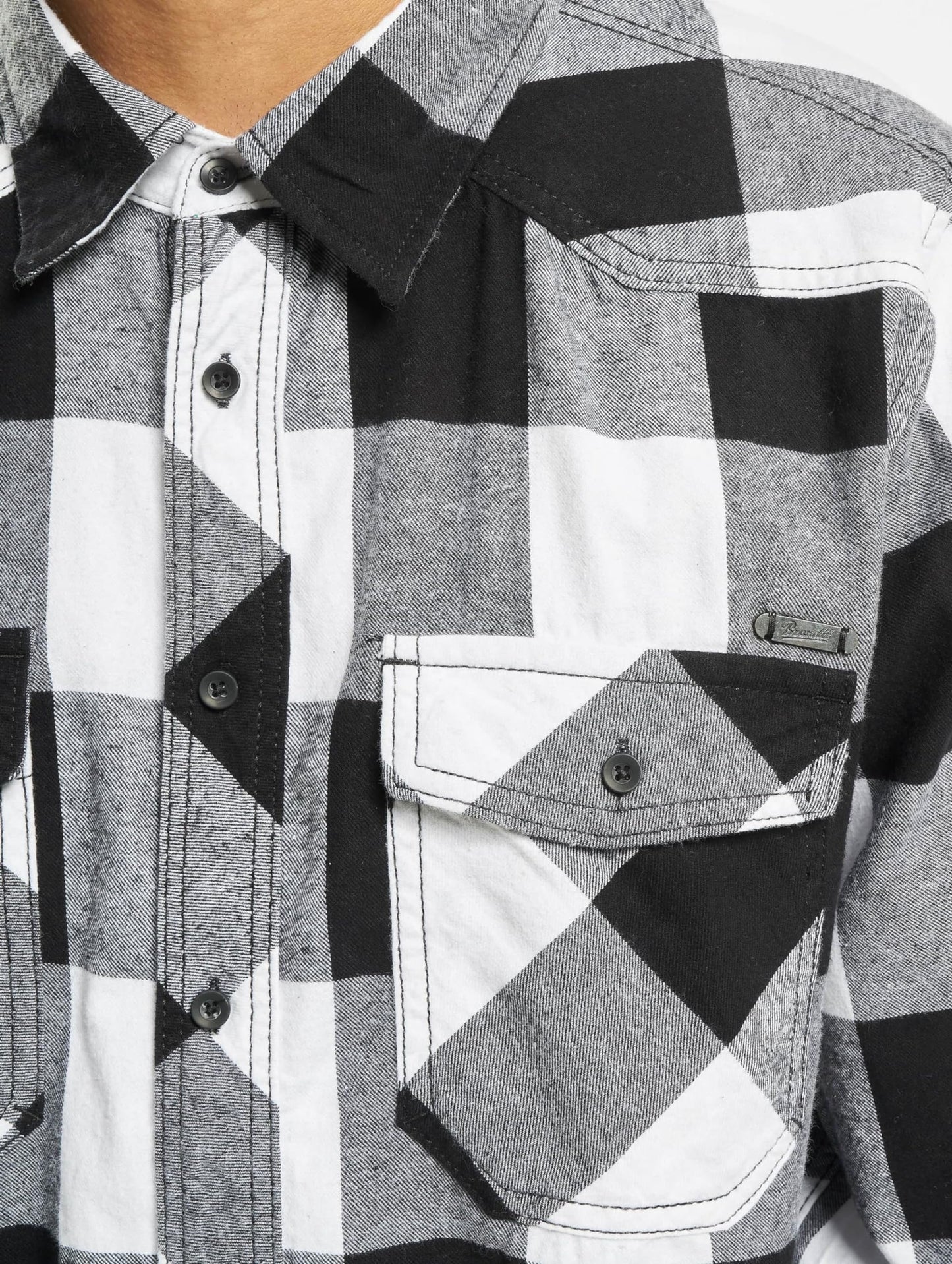 Brandit Men’s Check Shirt – Black/Grey Casual Button-Up Flannel Style Shirt