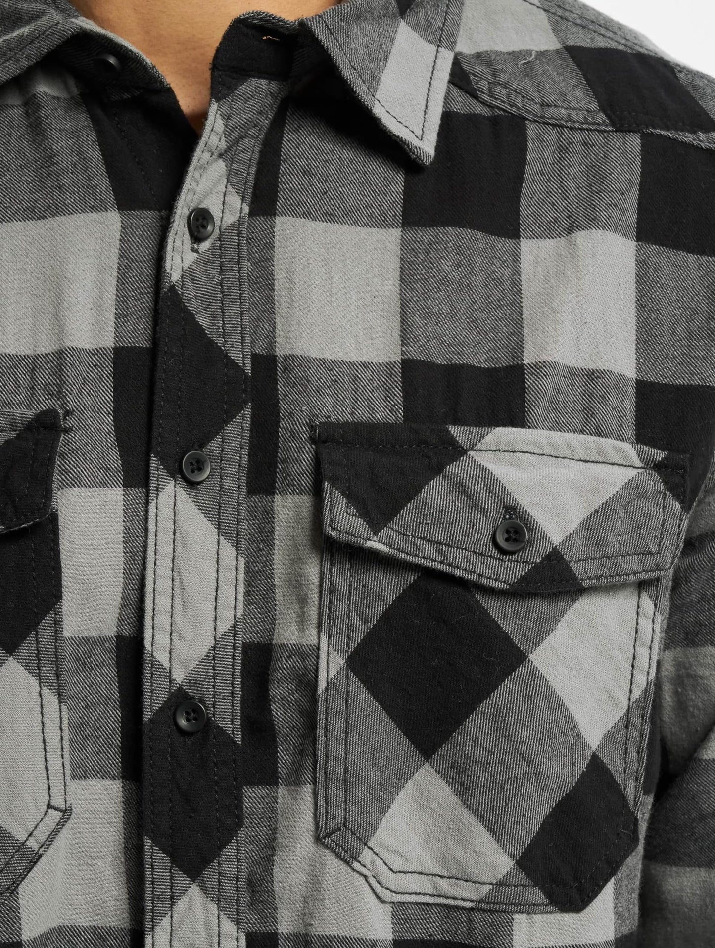 Brandit Men’s Check Shirt – Black/Charcoal Gray Casual Button-Up, Size 7XL
