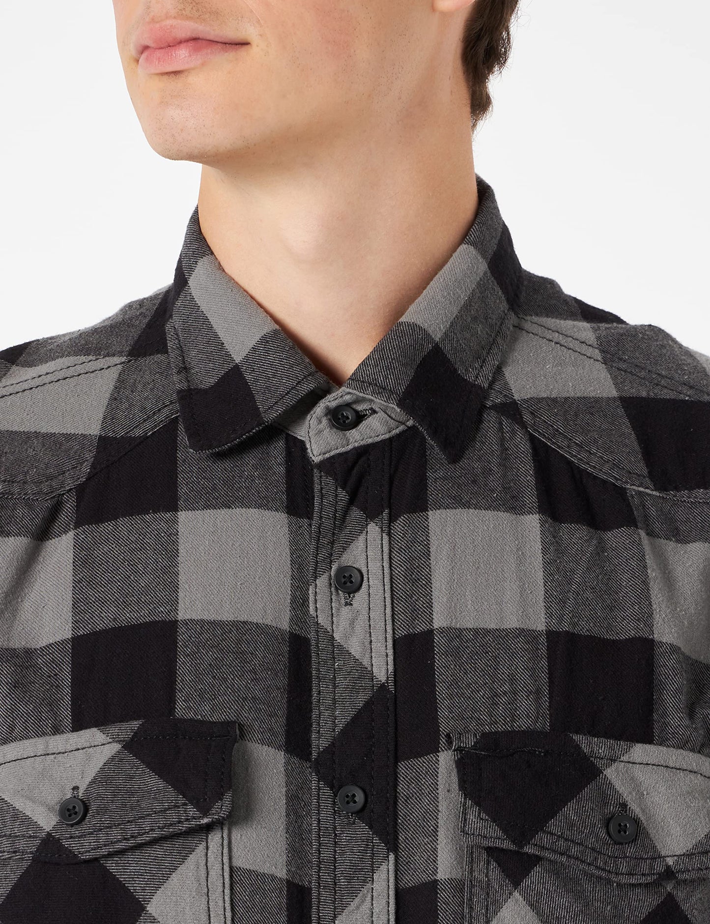 Brandit Men’s Check Shirt – Black/Charcoal Gray Casual Button-Up, Size S