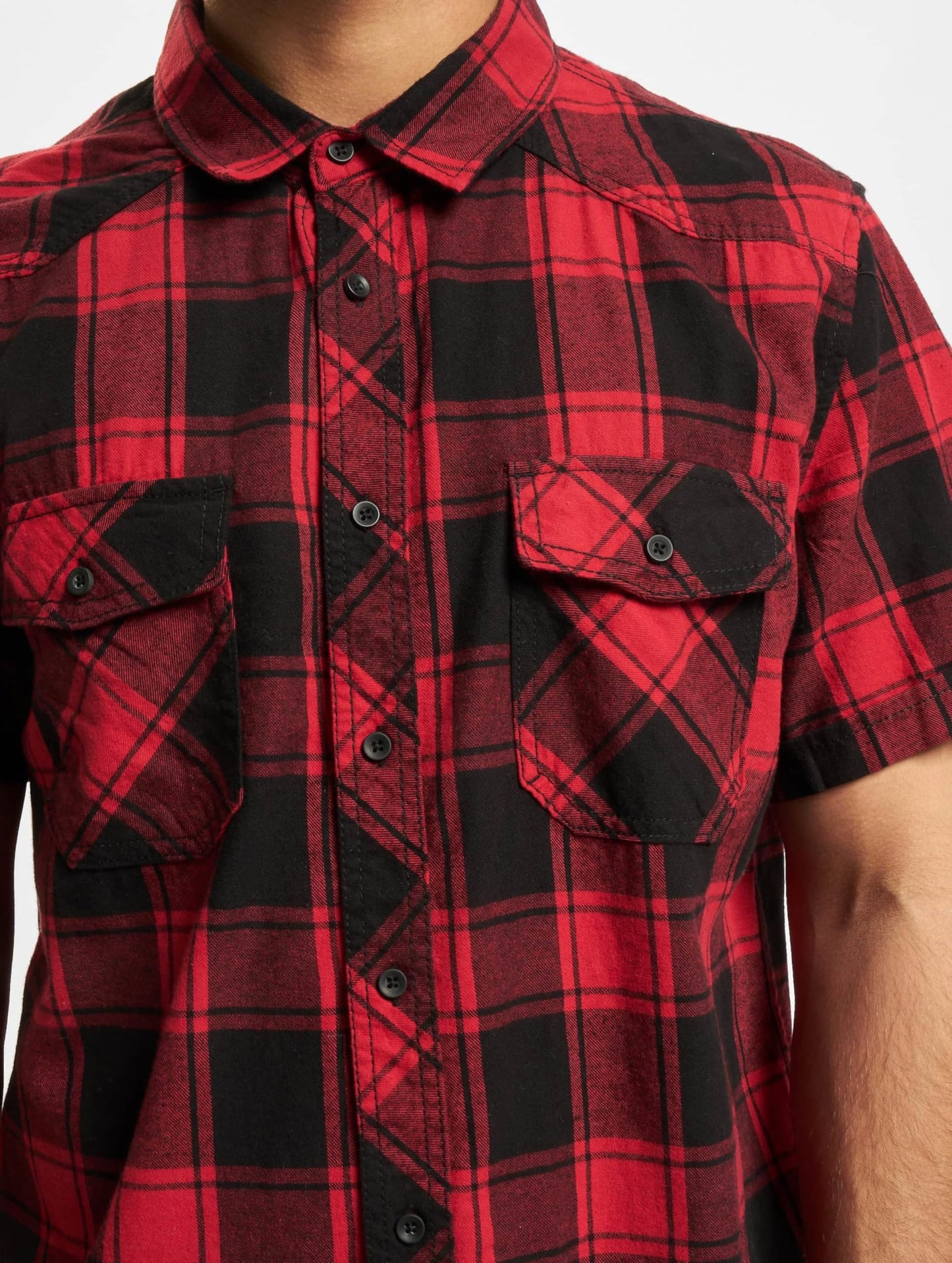 Brandit Men’s Checked Shirt – Red/Black Half-Sleeve Lumberjack Cotton Top S–7XL