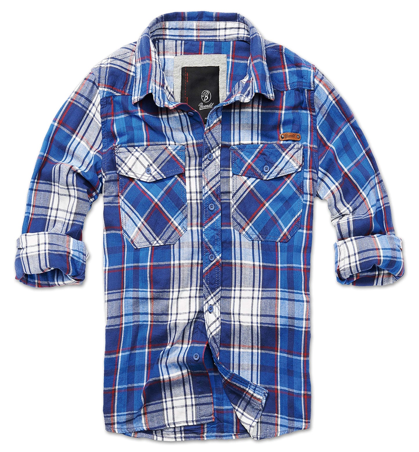 Brandit Men’s Check Shirt – Navy Blue Casual Flannel Style Button-Up, Size S