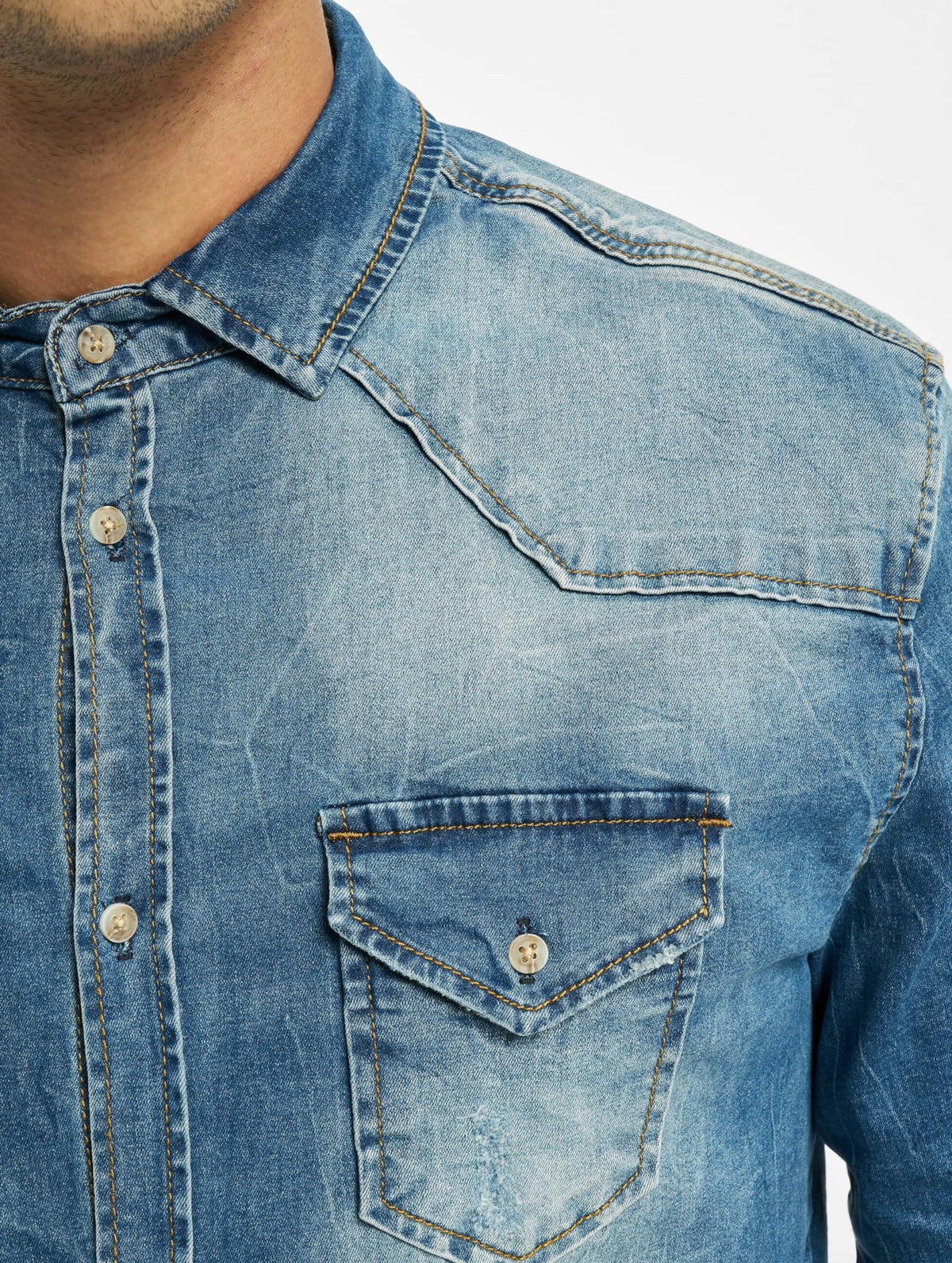 Brandit Riley Denim Shirt Long Sleeve Blue